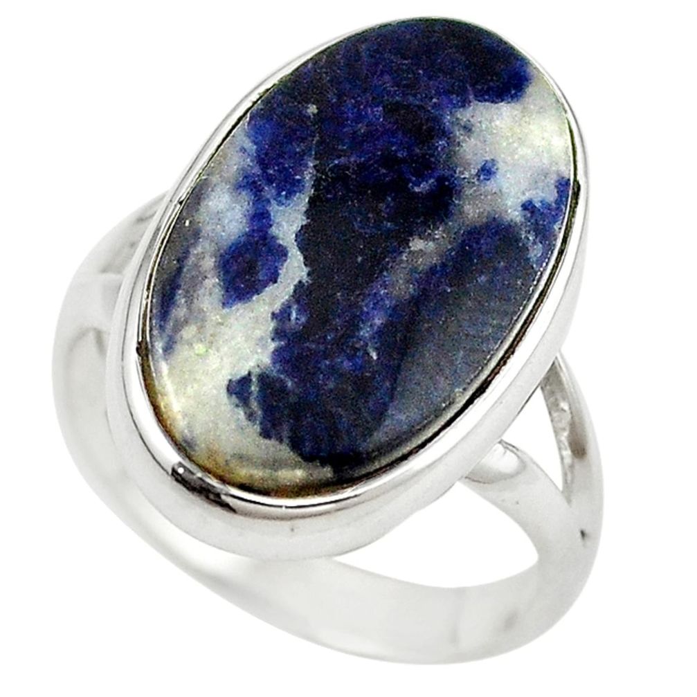 925 sterling silver natural blue sodalite oval ring jewelry size 9 m14708