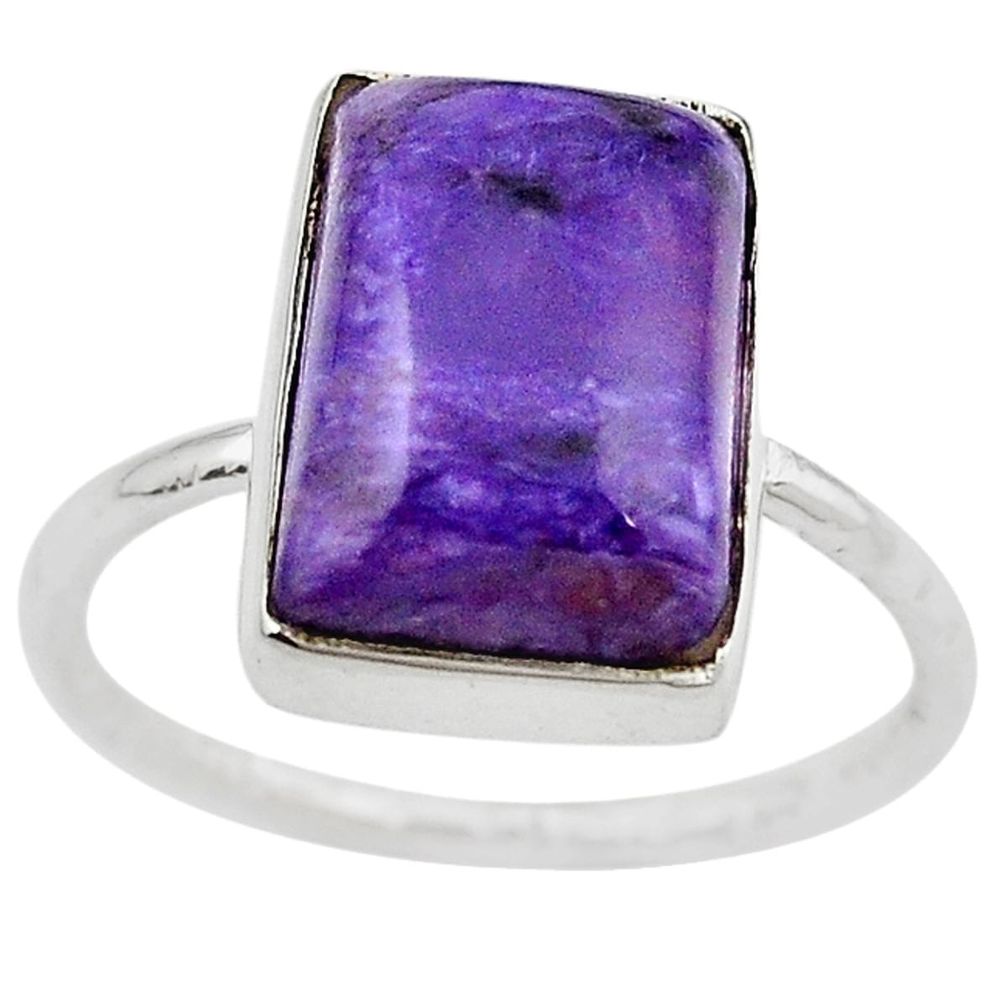 Natural purple charoite (siberian) 925 silver ring jewelry size 9 m14729