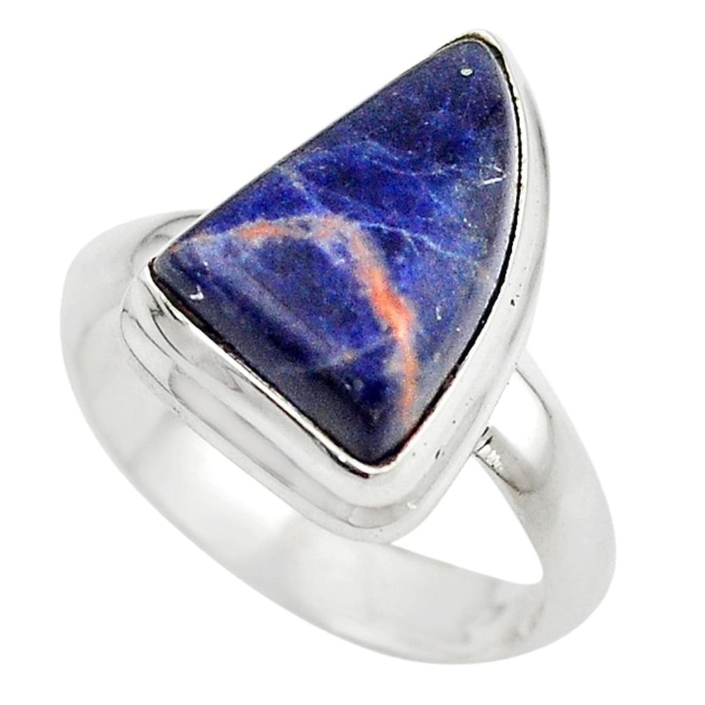 925 sterling silver natural orange sodalite fancy ring jewelry size 8 m14764