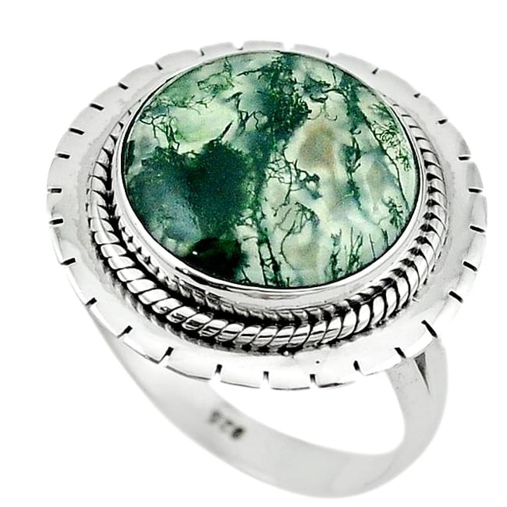 Natural green moss agate 925 sterling silver ring jewelry size 8.5 m1797