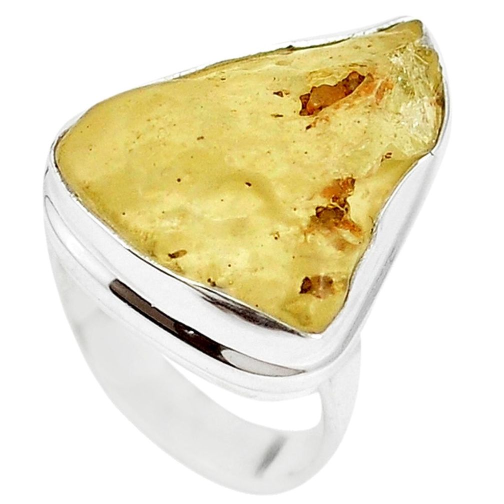 Natural libyan desert glass (gold tektite) 925 silver ring size 7 m18148