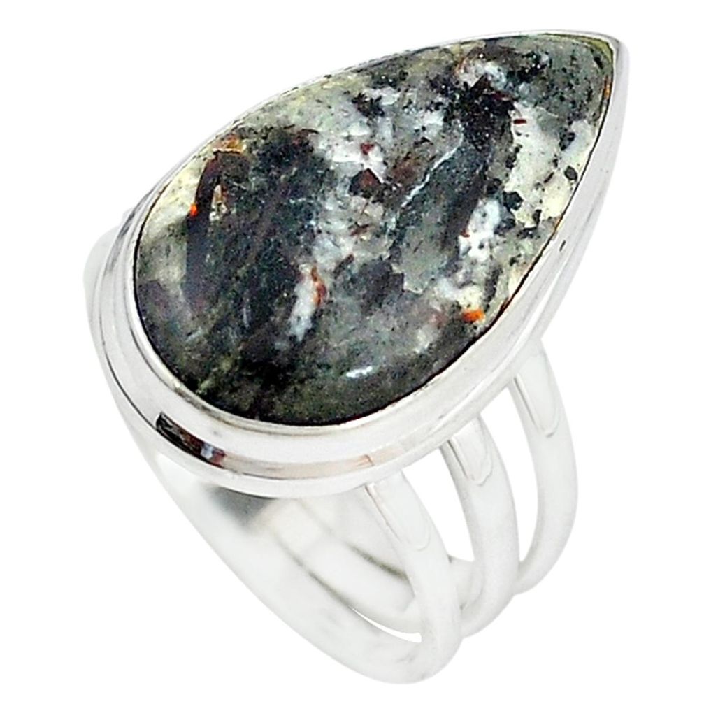 Natural bronze astrophyllite (star leaf) 925 silver ring size 7 m18463