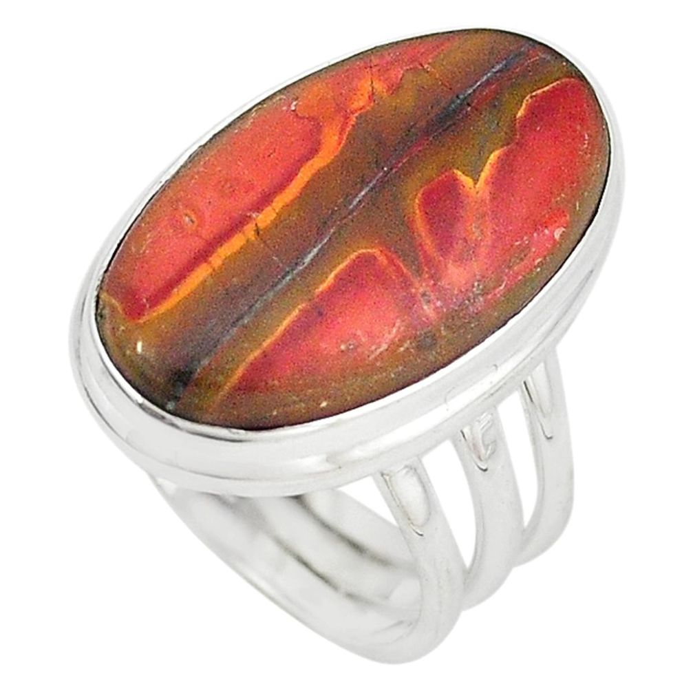 Natural brown cherry creek jasper oval 925 silver ring size 9 m18637