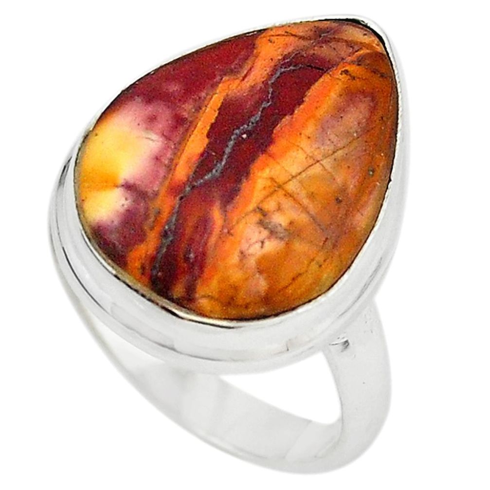 Natural brown cherry creek jasper 925 silver ring size 9 m18649