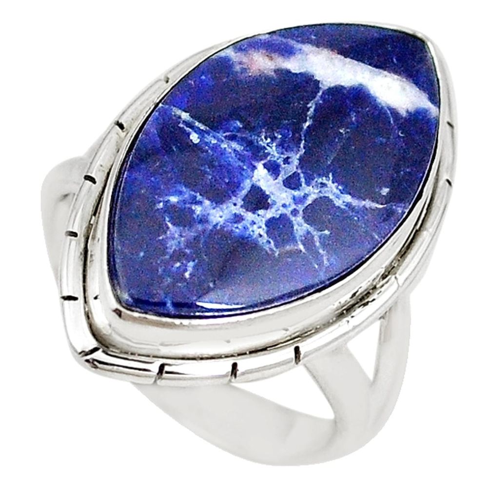 Natural blue sodalite 925 sterling silver ring jewelry size 8 m19057