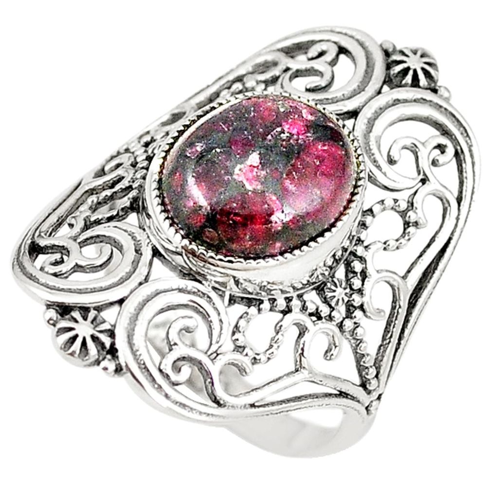 Natural pink eudialyte 925 sterling silver ring jewelry size 9.5 m19292