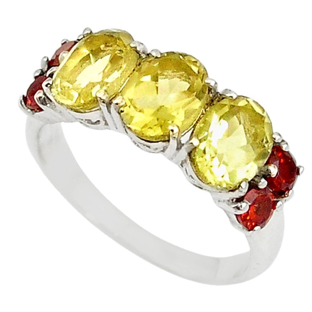 Natural lemon topaz garnet 925 sterling silver ring jewelry size 7 m19335