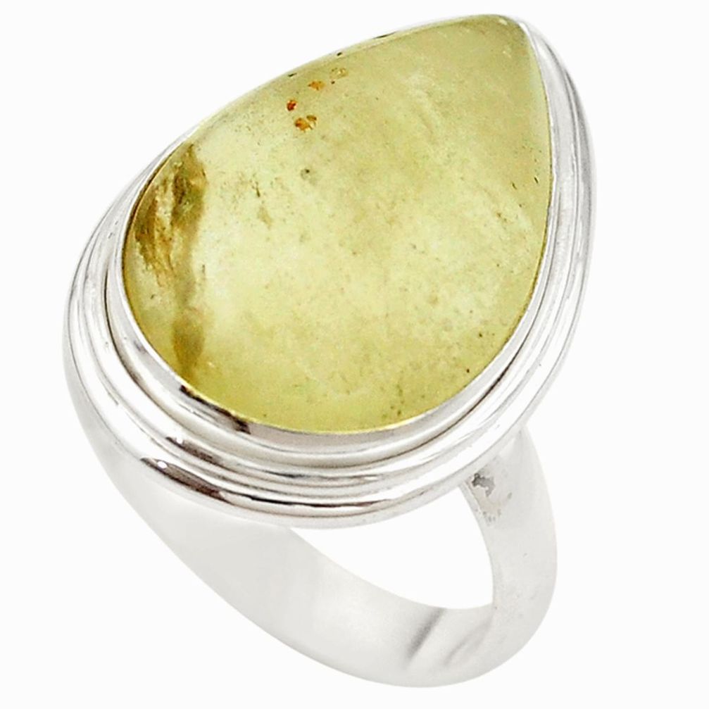 Natural libyan desert glass (gold tektite) 925 silver ring size 8.5 m20054