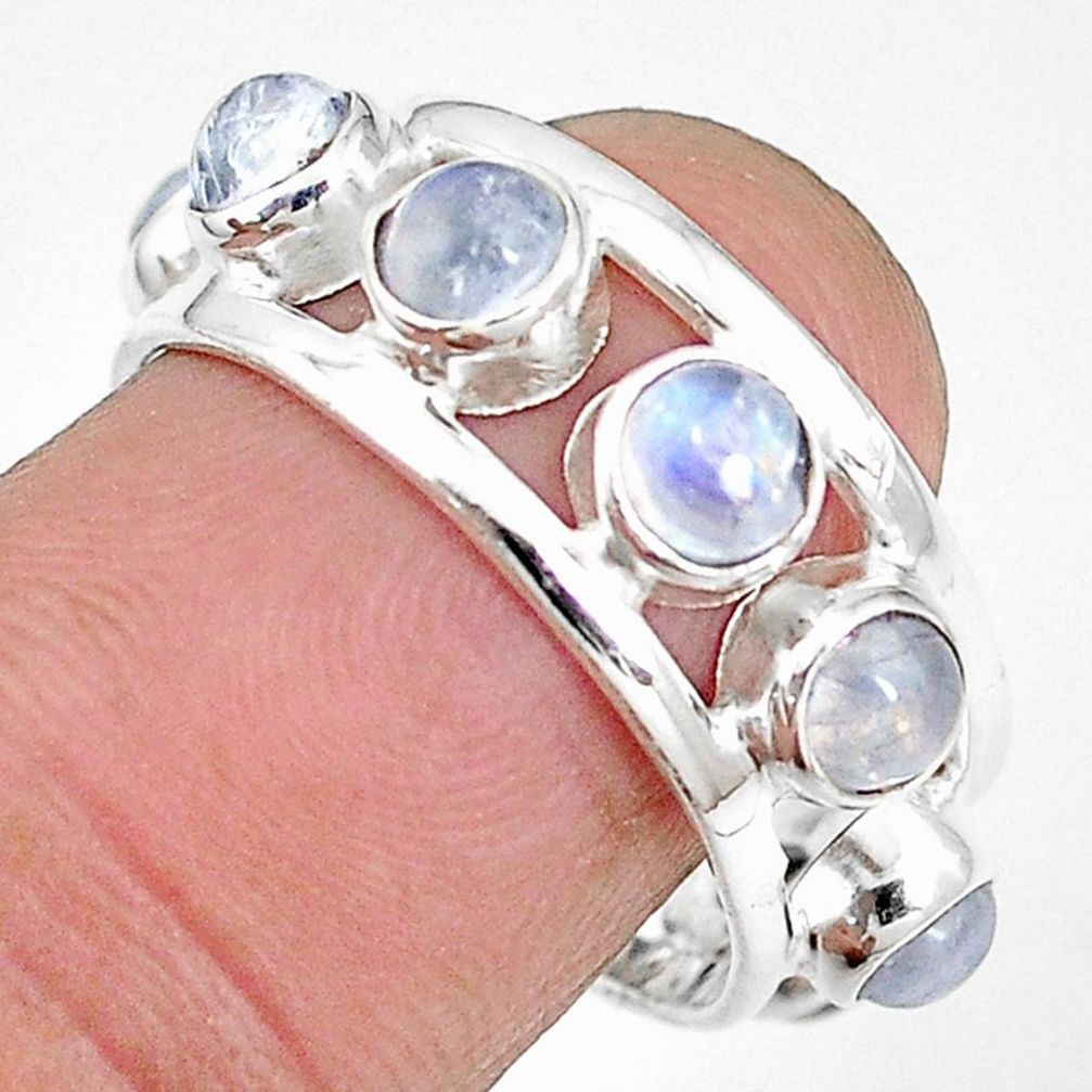 925 sterling silver natural rainbow moonstone band ring jewelry size 7 m21164