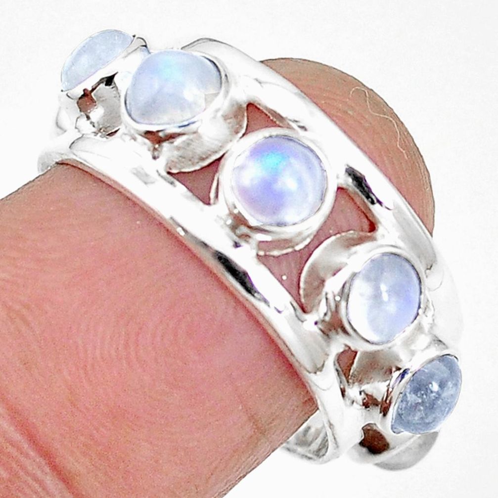 Natural rainbow moonstone 925 sterling silver band ring jewelry size 6.5 m21168