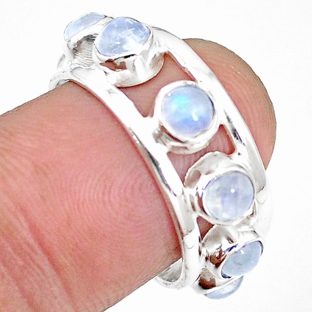 925 sterling silver natural rainbow moonstone band ring jewelry size 7 m21171