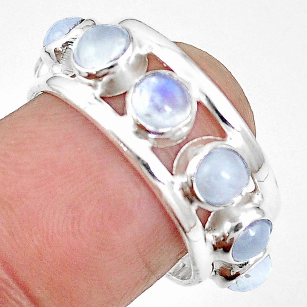 925 sterling silver natural rainbow moonstone band ring jewelry size 7 m21175