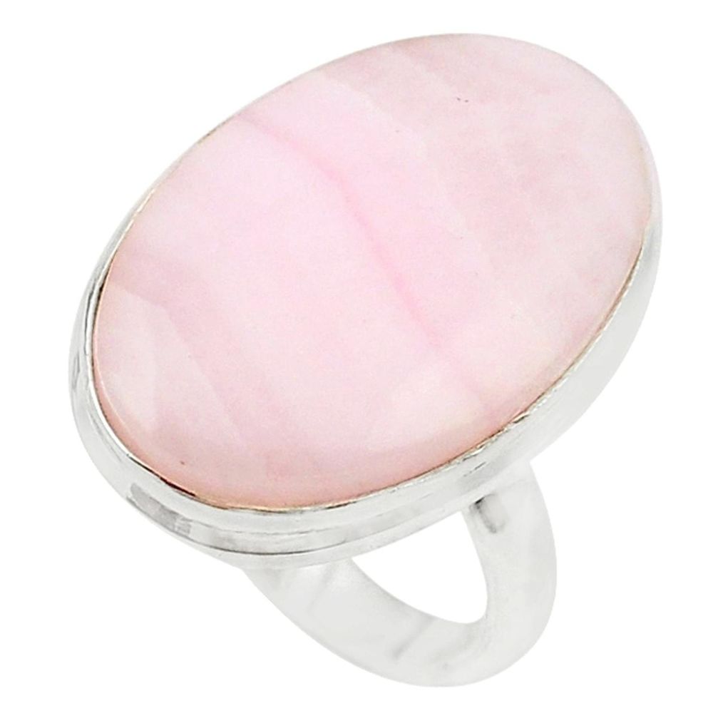 Natural pink lace agate 925 sterling silver ring jewelry size 8.5 m22541