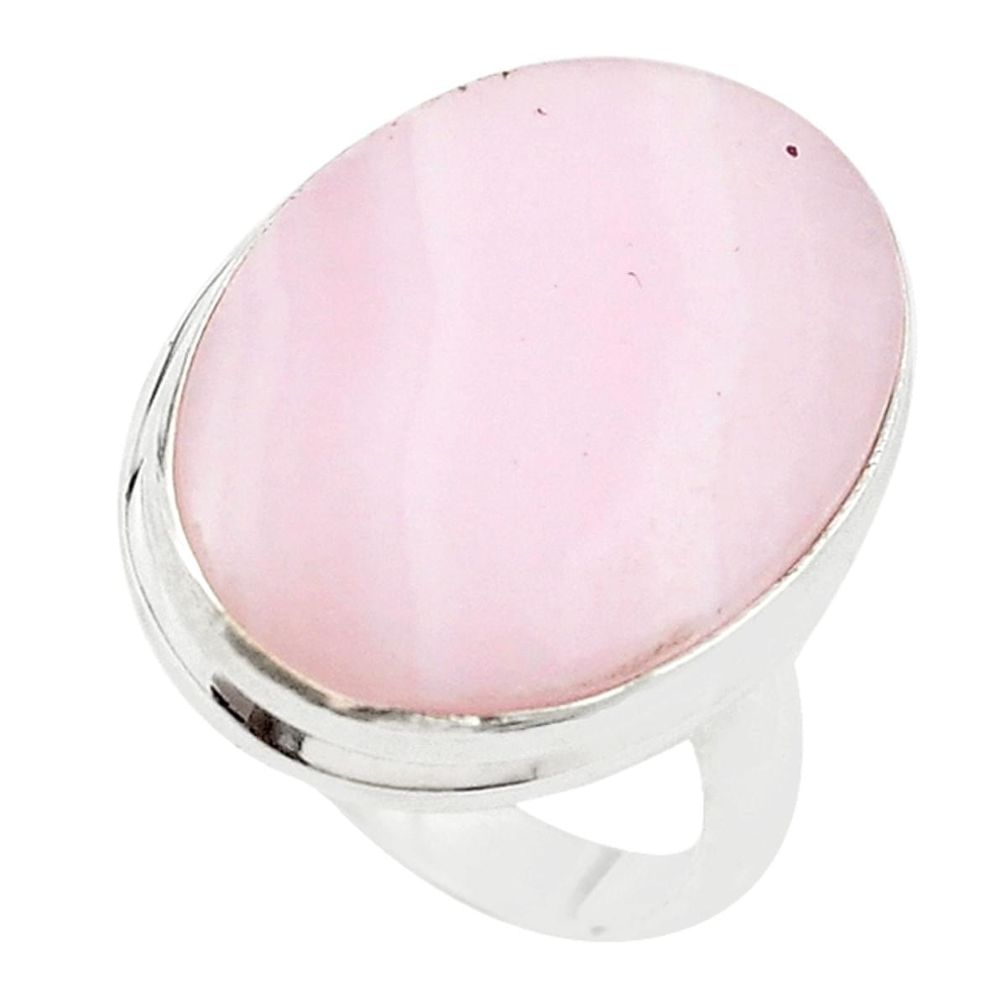 Natural pink lace agate 925 sterling silver ring jewelry size 8.5 m22547