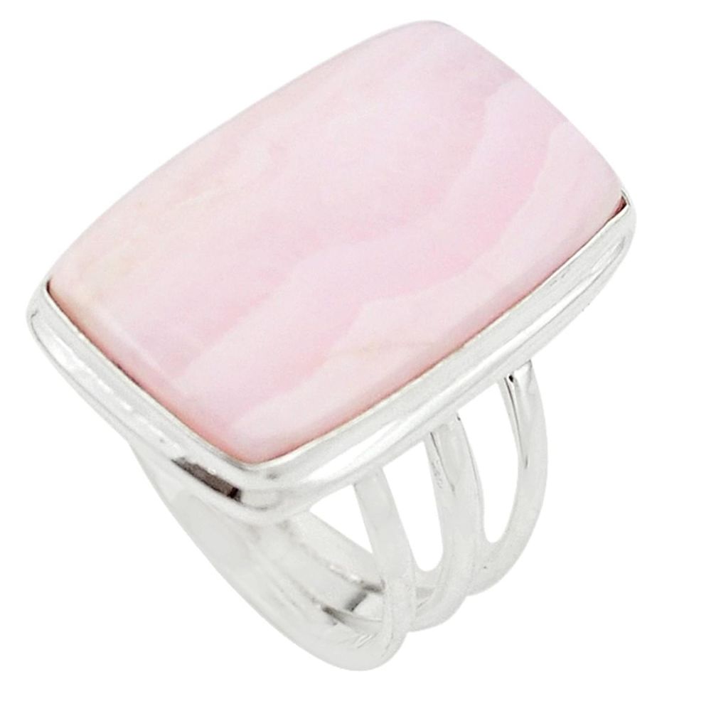 925 sterling silver natural pink lace agate ring jewelry size 8.5 m22558