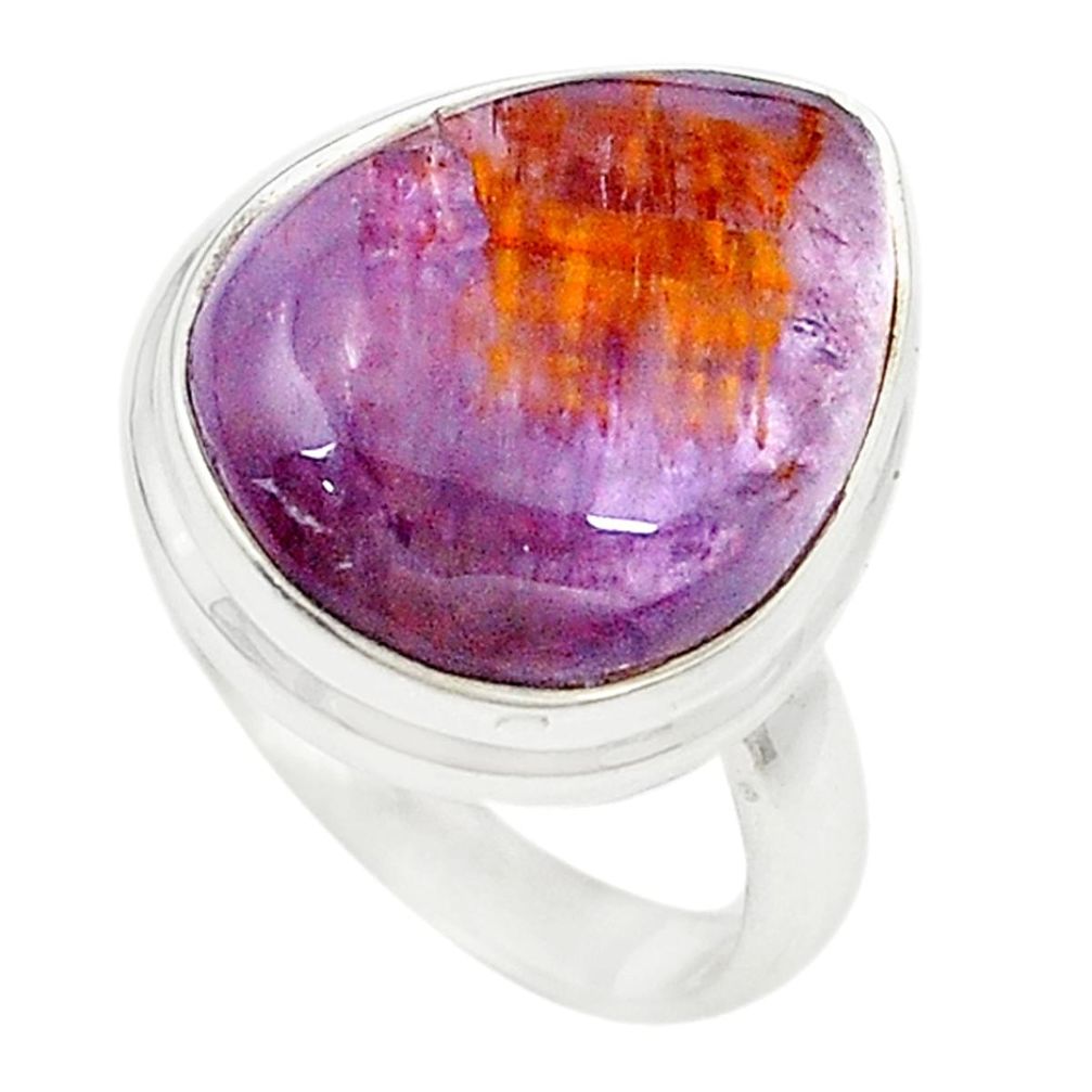 925 sterling silver natural purple cacoxenite super seven ring size 6 m23498