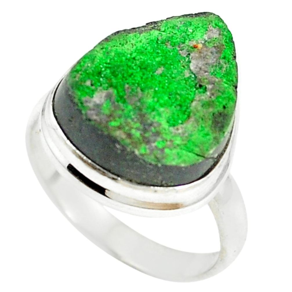 Natural green uvarovite garnet 925 sterling silver ring size 10 m2420