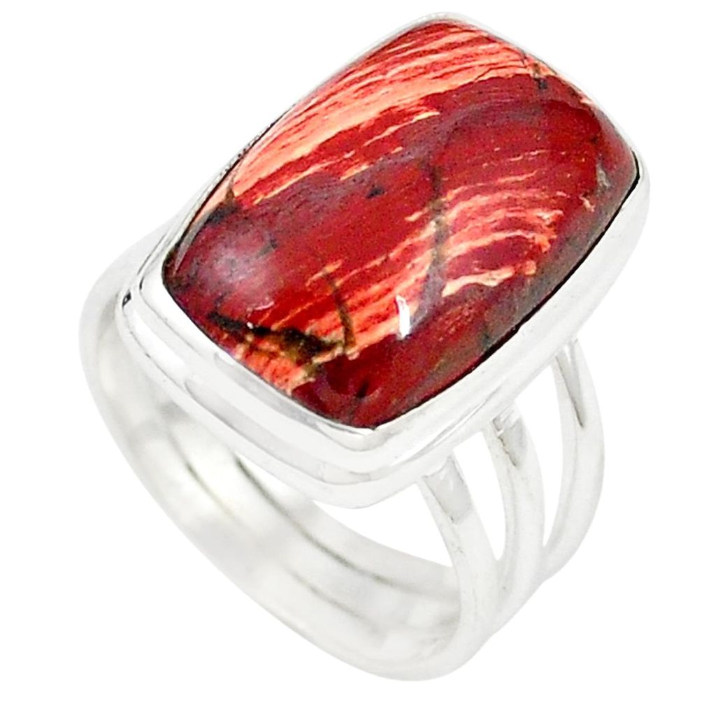 Natural red snakeskin jasper 925 sterling silver ring jewelry size 6.5 m24823