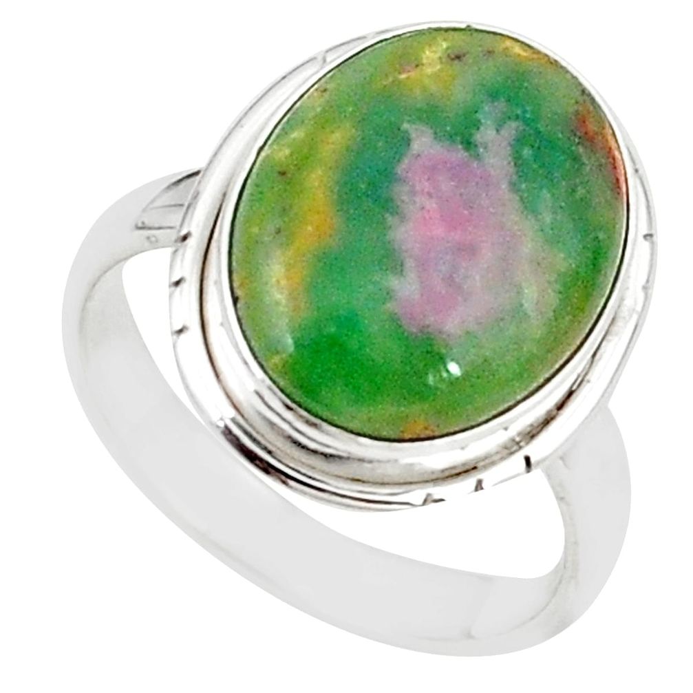 925 sterling silver natural pink ruby in fuchsite ring jewelry size 8 m26889