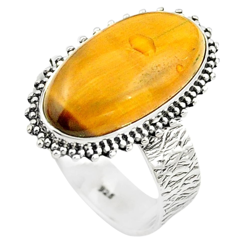 Natural brown tiger's eye 925 sterling silver ring jewelry size 9 m28273