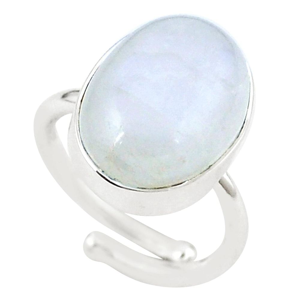 Natural rainbow moonstone 925 silver adjustable ring jewelry size 5 m29756