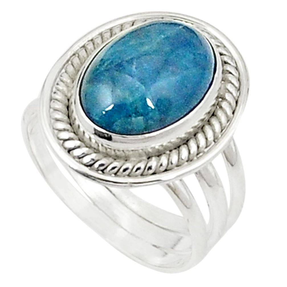 Natural blue apatite (madagascar) 925 sterling silver ring size 7 m30141