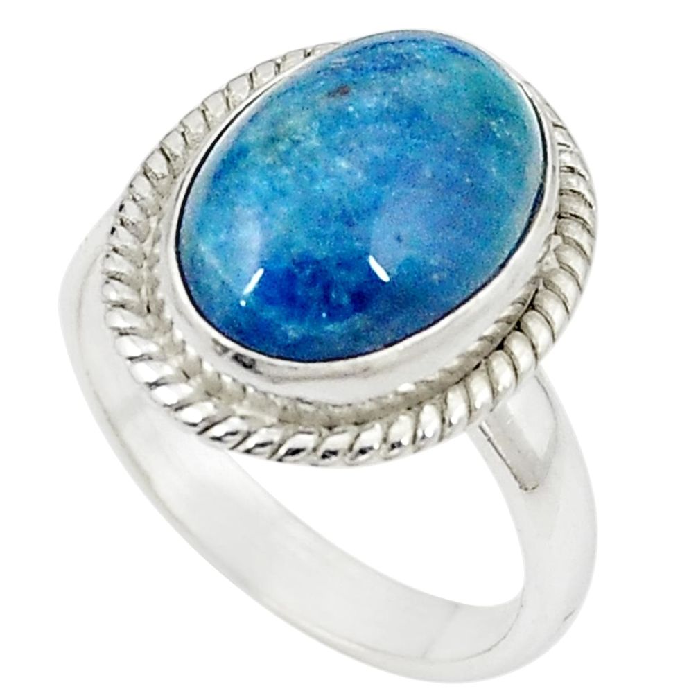 Natural blue apatite (madagascar) 925 sterling silver ring size 7 m30158