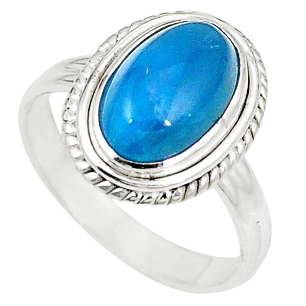 Natural blue apatite (madagascar) 925 sterling silver ring jewelry size 8 m30278