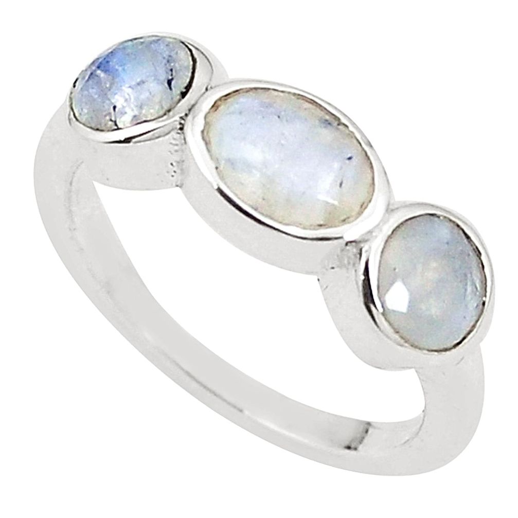 Natural rainbow moonstone 925 sterling silver ring jewelry size 6.5 m32487