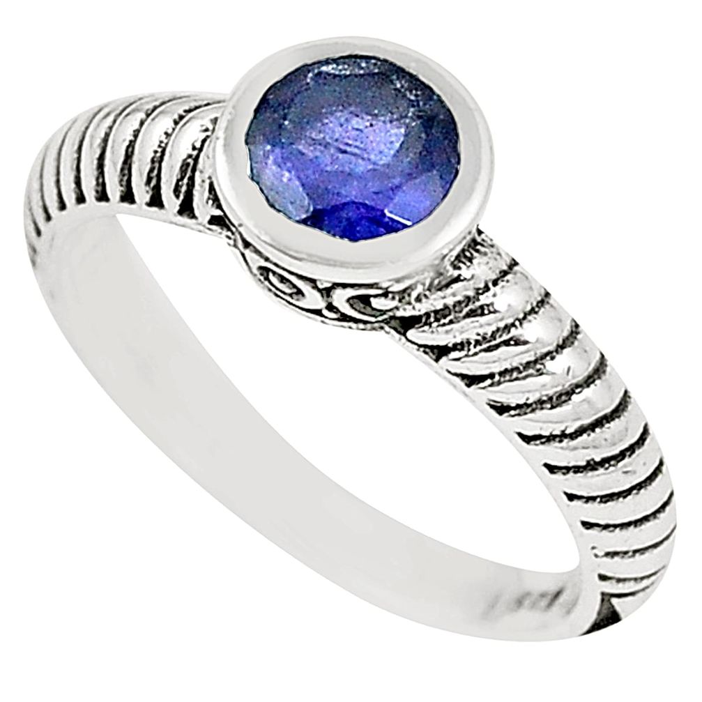 Natural blue iolite 925 sterling silver ring jewelry size 7.5 m32717
