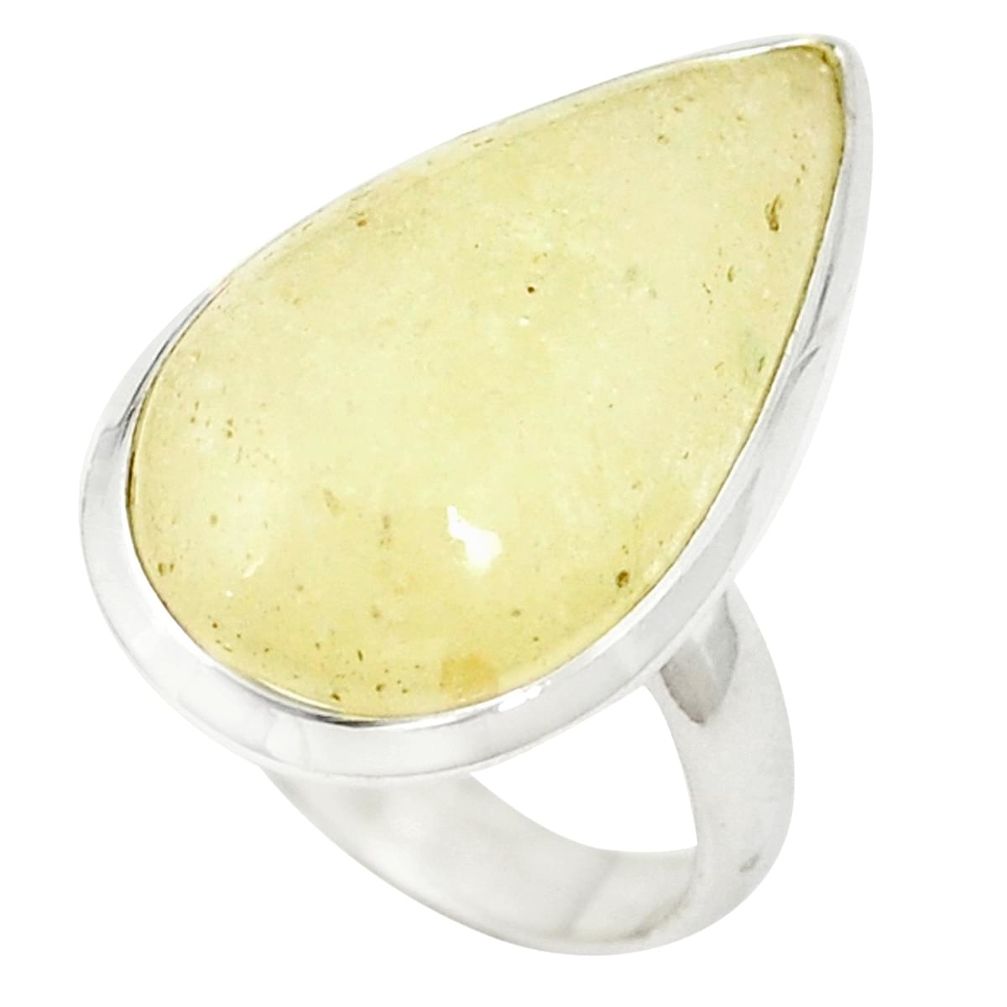 Polished libyan desert glass (gold tektite) 925 silver ring size 7.5 m33244