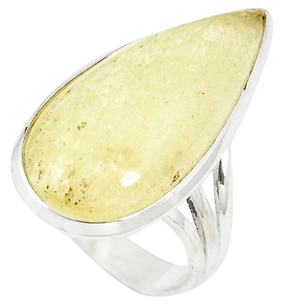 925 silver polished libyan desert glass (gold tektite) pear ring size 9 m33245