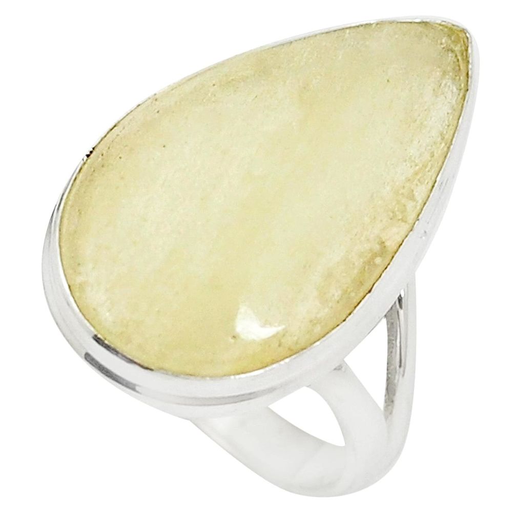 Polished libyan desert glass (gold tektite) 925 silver ring size 7 m33250