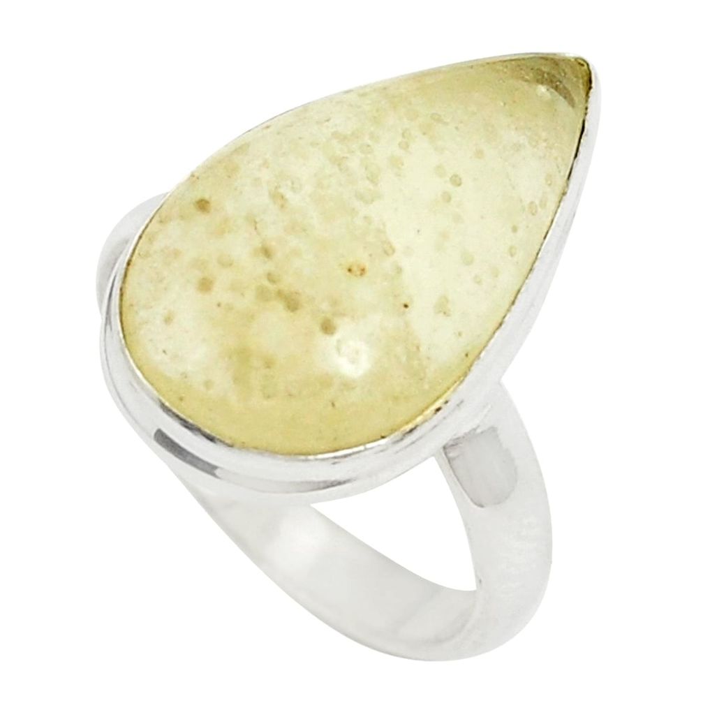 925 silver polished libyan desert glass (gold tektite) pear ring size 7 m33254