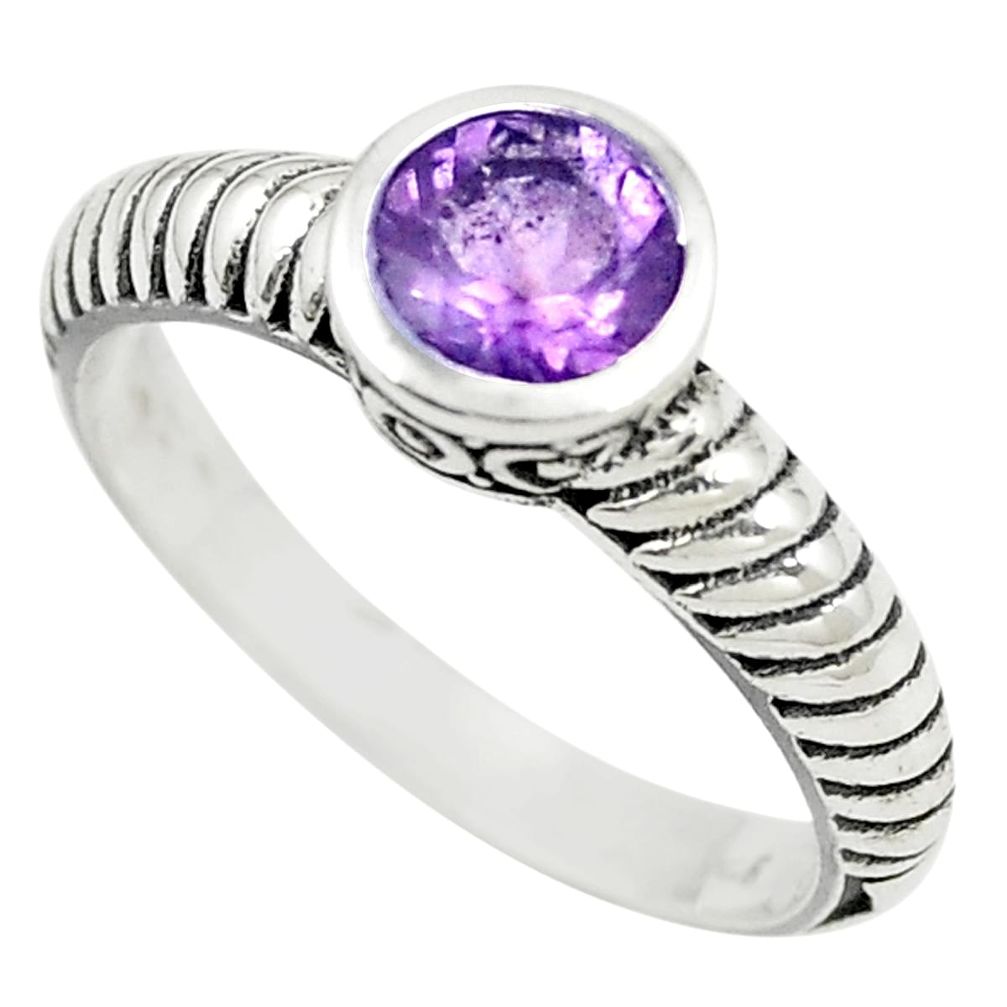 925 sterling silver natural purple amethyst round ring jewelry size 8 m33317