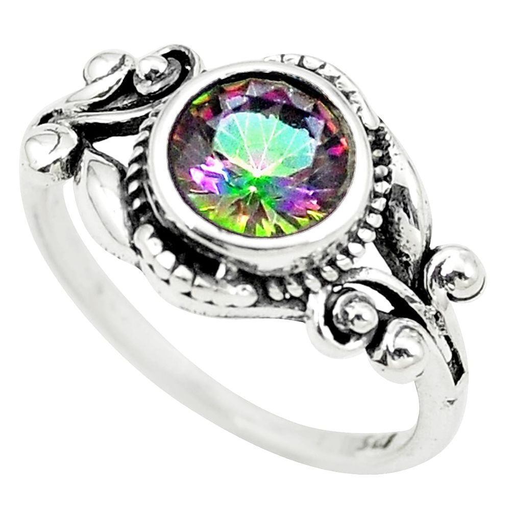 Multi color rainbow topaz 925 sterling silver ring jewelry size 7 m33383