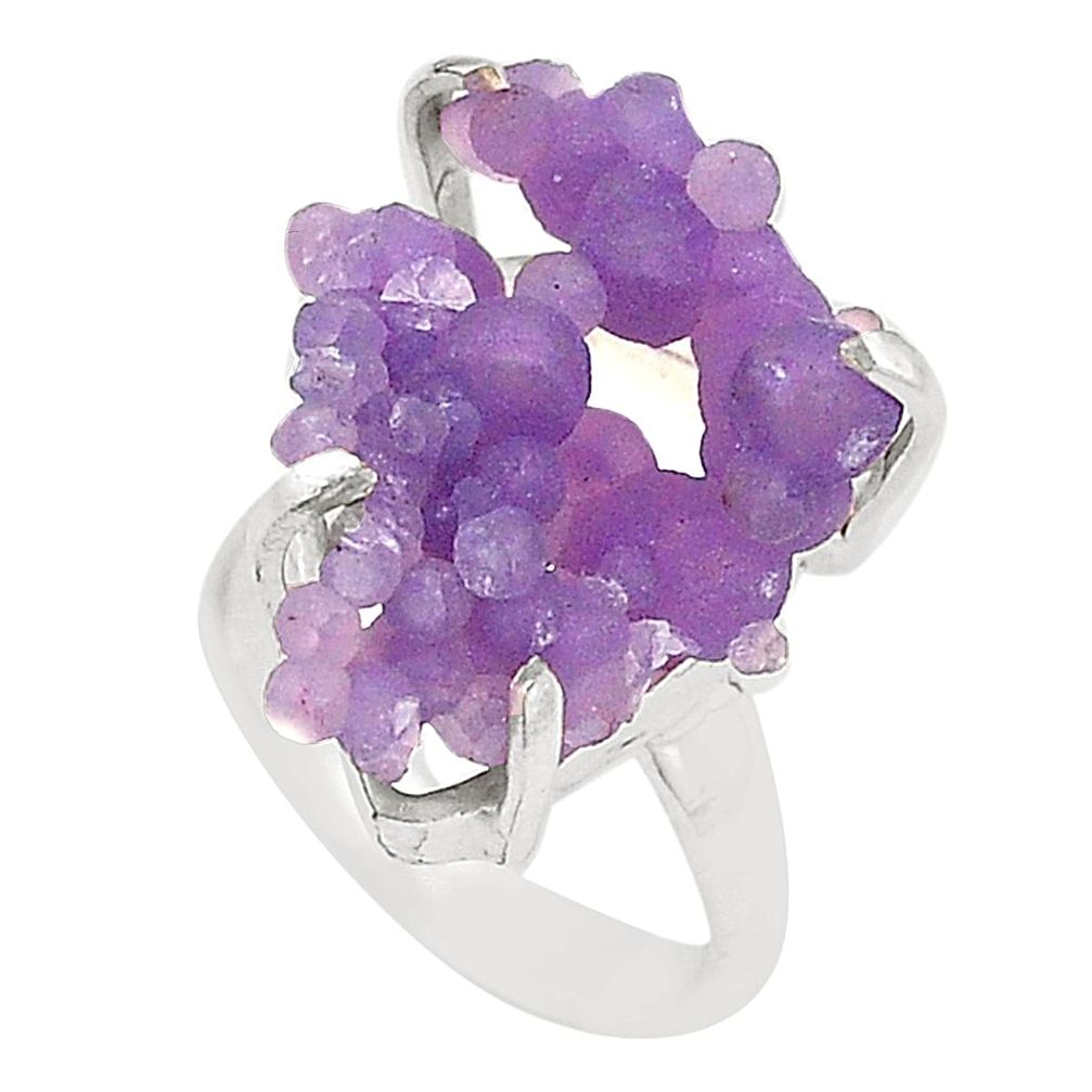 Natural purple grape chalcedony 925 sterling silver ring size 6 m33703