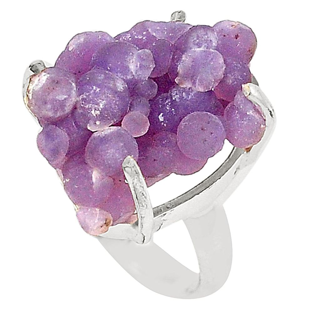 Natural purple grape chalcedony 925 sterling silver ring size 6 m33705
