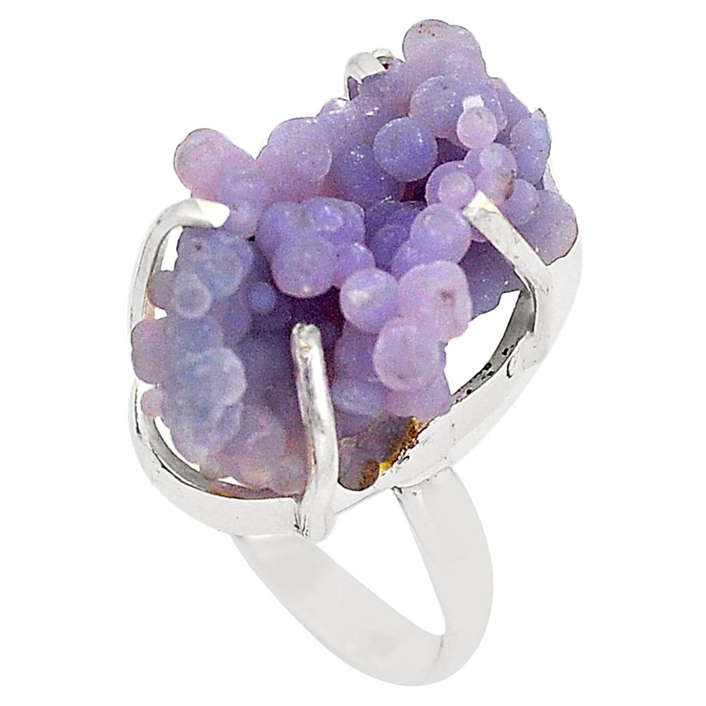 Natural purple grape chalcedony 925 sterling silver ring size 8 m33707