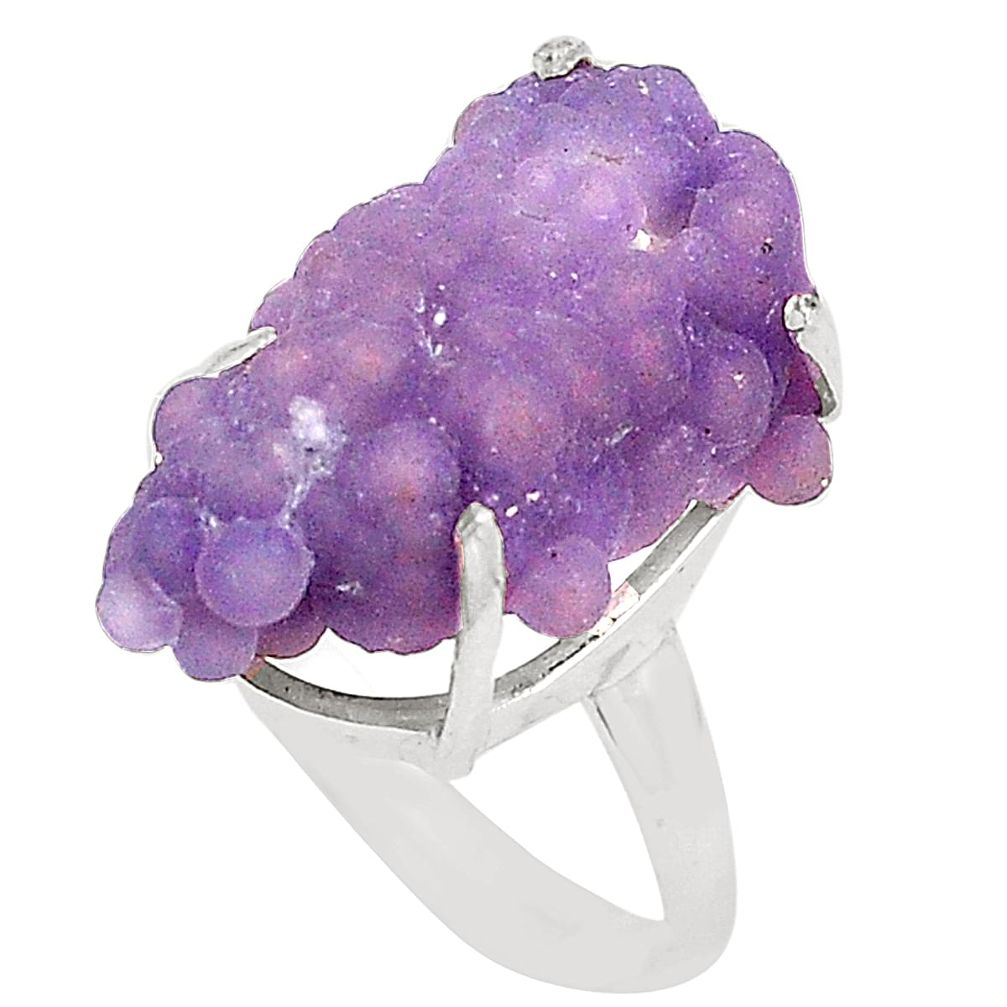 925 sterling silver natural purple grape chalcedony fancy ring size 9 m33720