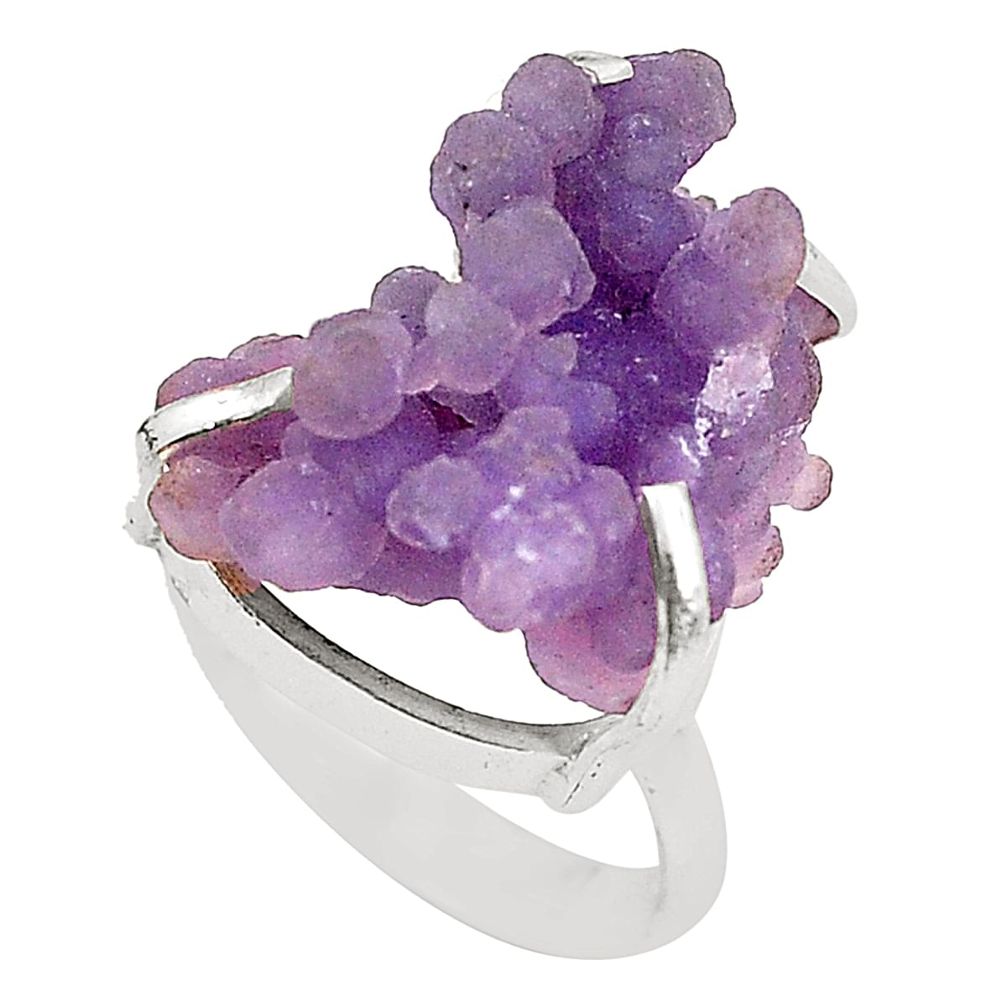 925 sterling silver natural purple grape chalcedony fancy ring size 8 m33860