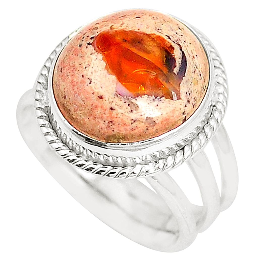 Natural multi color mexican fire opal 925 silver ring jewelry size 9 m34207