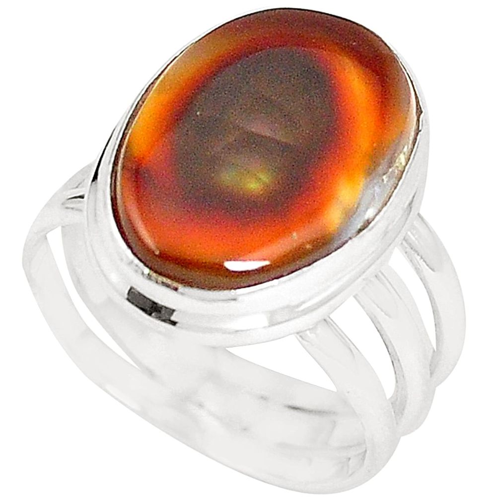 Natural multi color mexican fire agate 925 silver ring size 8 m34250