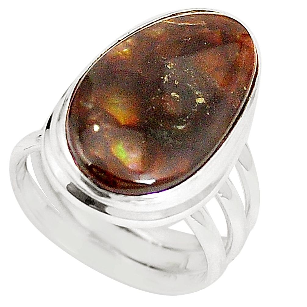 Natural multi color mexican fire agate 925 silver ring size 5.5 m34259