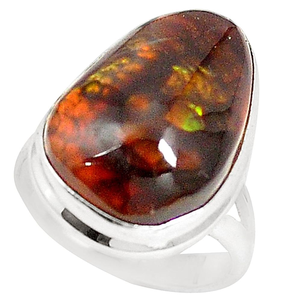 925 silver natural multi color mexican fire agate fancy ring size 5.5 m34260