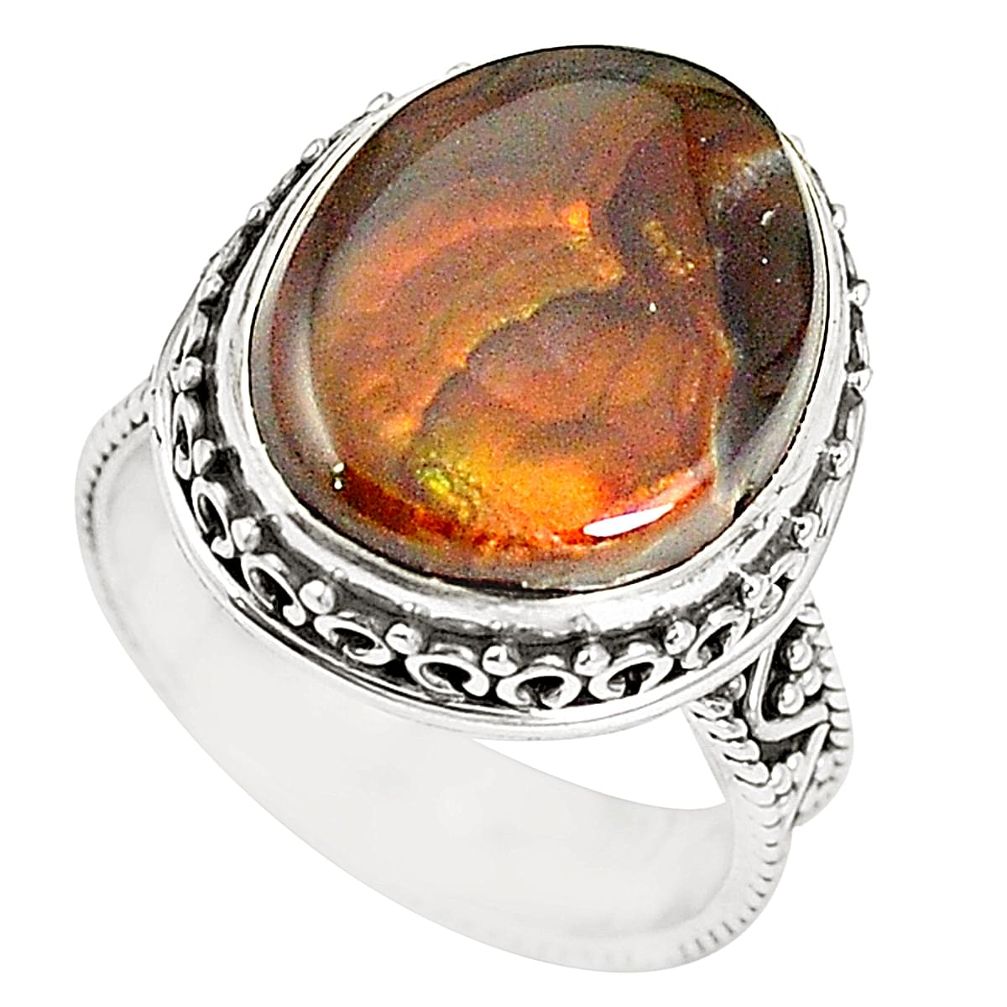 Natural multi color mexican fire agate 925 silver ring jewelry size 7.5 m34289