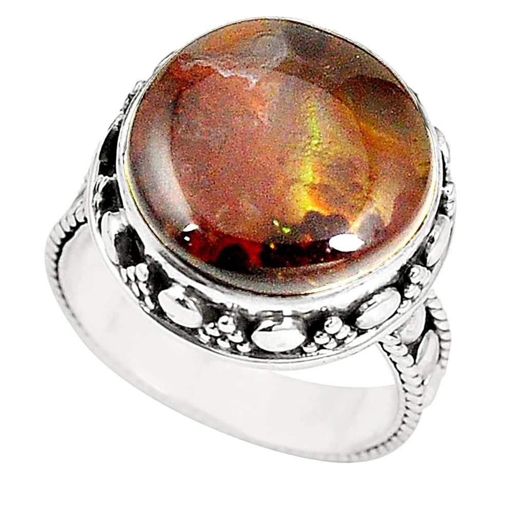 Natural multi color mexican fire agate 925 silver ring jewelry size 6.5 m34292