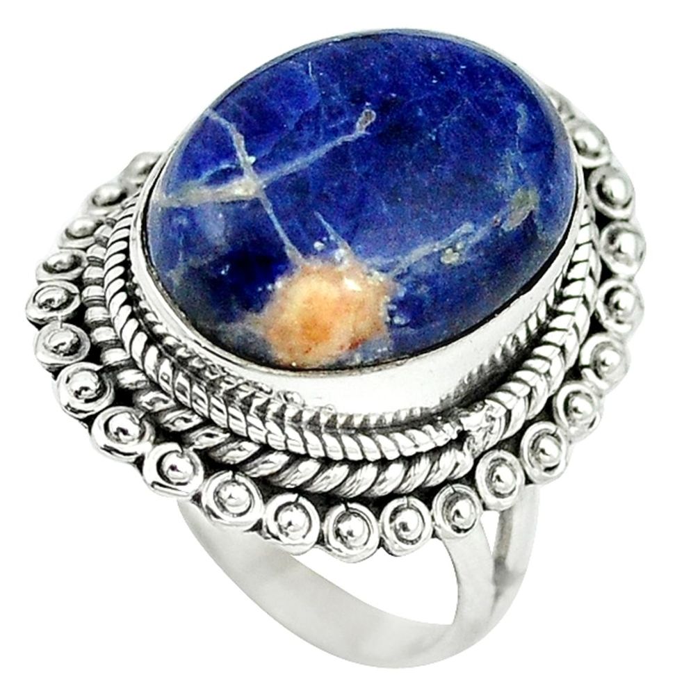 Natural orange sodalite 925 sterling silver solitaire ring jewelry size 7 m3458