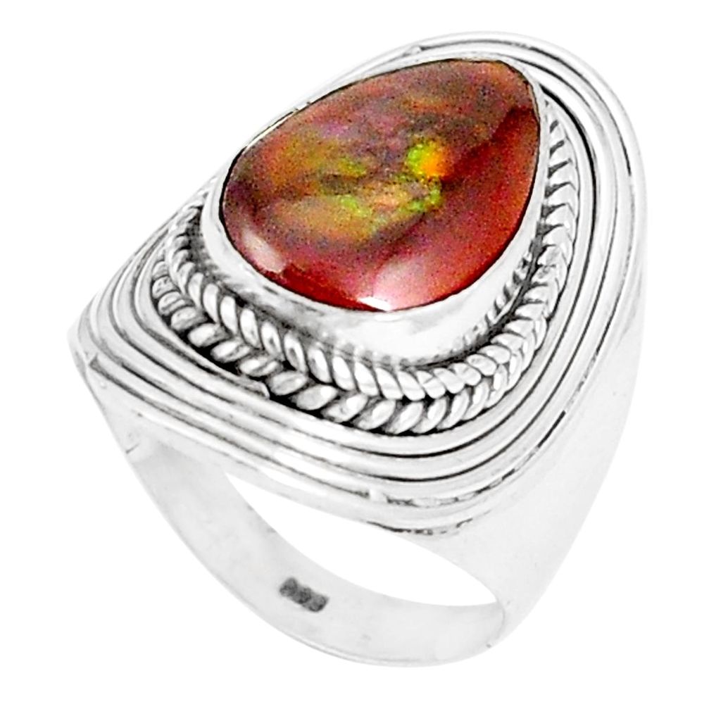 Natural multi color mexican fire agate 925 silver ring jewelry size 6 m34593
