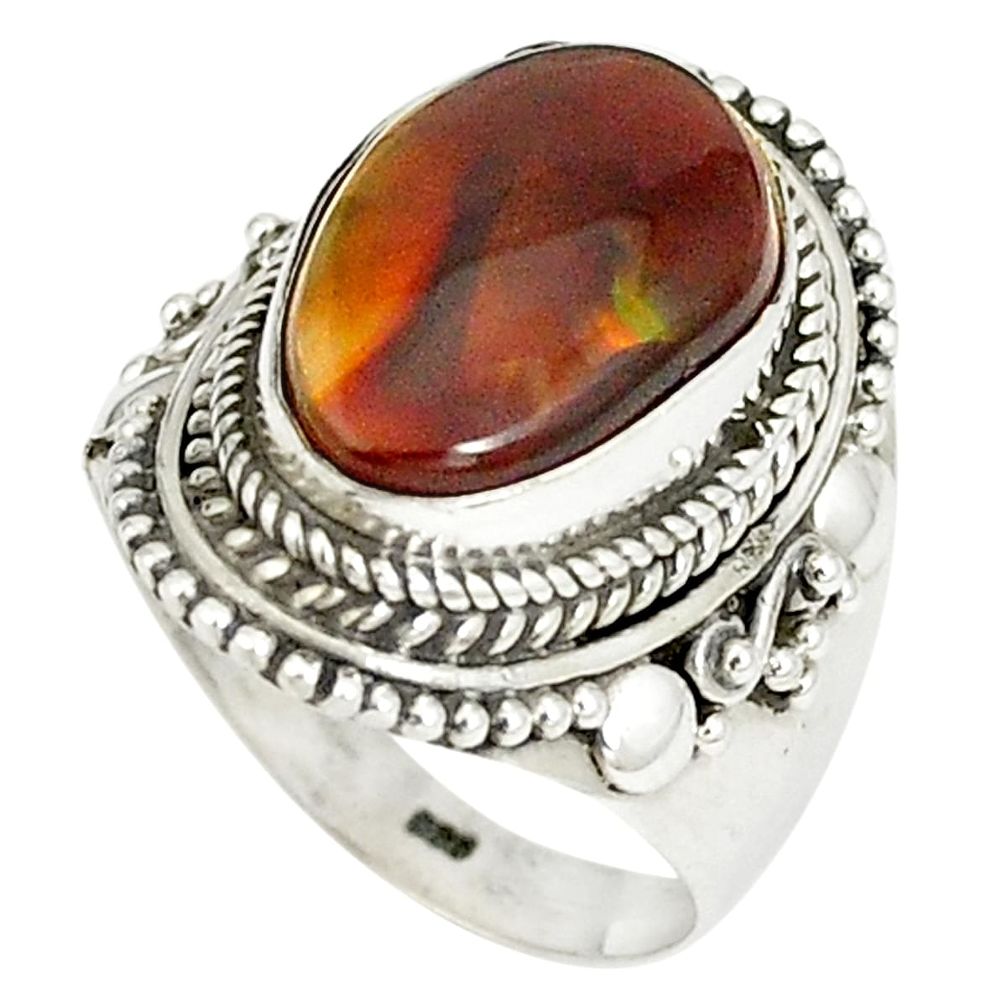 Natural multi color mexican fire agate 925 silver ring jewelry size 7 m34599